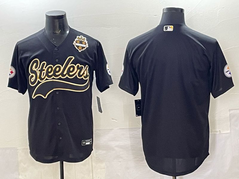 Men 2025 Nike Pittsburgh Steelers Blank Black Joint Name  Limited NFL Jersey style 044